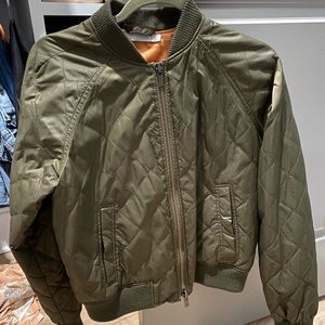 COPY - VINCE Double Zipper Olive Quilted Bomber Jacket